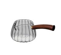 MOBYGKFY Jarra de té de vidrio, vidrio de borosilicato grueso con mango lateral, mango de madera, taza de justicia, taza de té dividida