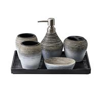 MOBYGKFY Juego de artículos de tocador de baño Vintage Artículos de tocador de cerámica Hechos a Mano Juego de baño de Cinco Piezas