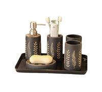 MOBYGKFY Juego de artículos de tocador de baño Vintage de 5 Piezas Juego de baño de artículos de tocador de cerámica Hechos a Mano de 5 Piezas