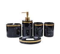 MOBYGKFY Juego de artículos de tocador de mármol nórdico de Cinco Piezas for baño de Resina, Suministros for Hotel, Juego de baño
