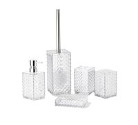MOBYGKFY Juego de artículos de tocador for baño, Botella desinfectante de Manos en Forma de Diamante de Cristal, Kit de baño, portavasos for Cepillo de Dientes, 5 Piezas