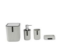 MOBYGKFY Juego de artículos de tocador for baño, jabonera de Mesa, Taza for Hacer gárgaras, Botella de loción, Juego de Cuatro Piezas(3-Pack)