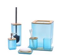 MOBYGKFY Juego de artículos de tocador for baño, Juego de baño de plástico, Cepillo for Inodoro, Bote de Basura(3-Pack)