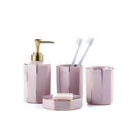MOBYGKFY Juego de baño de cerámica Dorada, Taza for Enjuague bucal, Botella desinfectante for Manos, Juego de baño for Inodoro