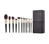 MOBYGKFY Juego de brochas maquillaje 12 puntos oro negro, brocha suave for dispersión polvo, for esculpir Diagonal
