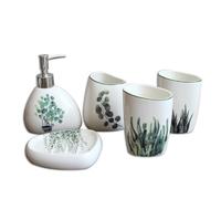 MOBYGKFY Juego de Cinco Piezas de artículos de tocador de cerámica de Plantas Verdes for Uso en baños