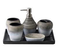 MOBYGKFY Juego de Cinco Piezas de artículos de tocador de cerámica Hechos a Mano en el baño.