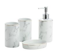 MOBYGKFY Juego de Enjuague bucal de Cuatro Piezas de cerámica de mármol for baño, Suministros de cerámica for el hogar y el Hotel