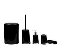 MOBYGKFY Kit de baño, Bote de Basura, Cepillo de baño, Cepillo de Dientes, portavasos, Caja de jabón, dispensador de jabón(Blue,White)