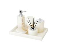 MOBYGKFY Kit de baño de mármol Blancos, Conjunto de Suministros de baño, Accesorios for Fregadero, Caja de pañuelos, Bandeja de aromaterapia