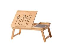 MOBYGKFY Laptop Stand, la Vuelta de bambú Natural de la Flor de la Bandeja Plegable Que Sirve el Desayuno Bandeja de la Cama Lap Desk con la inclinación