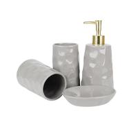 MOBYGKFY Lavabo Caja de jabón Taza de Cepillo de Dientes Juego de artículos de tocador de baño Gris