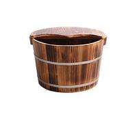 MOBYGKFY Pie de espuma carbonizada barril de madera bañera de madera para el hogar baño de pies de abeto barril para pies adulto con tapa barril para baño de pies
