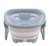 MOBYGKFY Plegable de pies Llanura Espuma masaje del pie Cubo Cubo remojo hogar de materiales plásticos Sauna Bañera de pedicura baño cubo de agua(Blue,White)