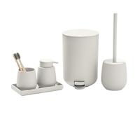 MOBYGKFY Set de artículos de tocador for baño con Bote de Basura, Bandeja for Taza de Cepillado, Botella desinfectante for Manos, Cepillo for Inodoro