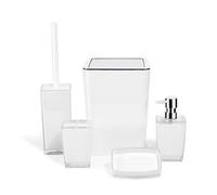 MOBYGKFY Set de baño Artículos de tocador de cerámica Caja de jabón Soporte for Cepillo de Dientes Botella desinfectante de Manos(3-Pack)