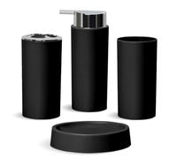MOBYGKFY Set de higiene for baño, Taza for Enjuague bucal, Soporte for Cepillo de Dientes, Caja de jabón, Juego de Cuatro Piezas for baño(Blue,White)
