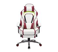 MOBYGKFY Silla de Oficina for Juegos de Carreras Silla ejecutiva Reposapiés y cojín Lumbar Silla de Trabajo ergonómica reclinable for Trabajo Pesado(1-Pack)