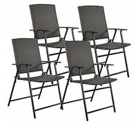 MOBYGKFY Silla Plegable marrón de 4 Piezas, Muebles for Exteriores, Interior, Camping, jardín, Piscina