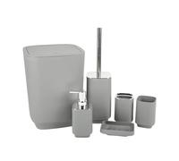MOBYGKFY Taza for Enjuague bucal, Soporte for Cepillo de Dientes, Bote de Basura, escobilla de baño, Juego de artículos de tocador for Almacenamiento de baño(Blue,White)