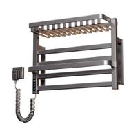 MOBYGKFY Toallero eléctrico Gris, Estante de Secado con calefacción for baño doméstico, estantes de baño Inteligentes