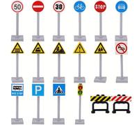 MOC 18 Sets de Tráfico de Carretera Bloques de Construcción Juguetes Bloques de Tráfico de Tráfico Tablero de Advertencia Piezas de Juguete Regalos
