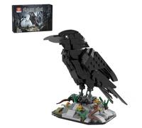 MOC-217187 Raven Bird - Juego de construcción de pájaros, ladrillos mecánicos MOC para pájaros, modelo de ladrillos de bricolaje de animales, decoración artística de oficina en casa diseñada por