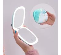 Mocado Espejo de maquillaje de viaje compacto con LED, espejo de viaje de 4 pulgadas, aumento 1X/10X, con luz regulable, doble cara, iluminado por USB, espejo compacto para bolso, bolsillo, viajes