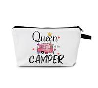 MoCaliduccious Camper Royalty - Bolsa de cosméticos con diseño de impresión artística "Queen of the Camper", organizador de viaje para caravana y glamping, idea de regalo única para entusiastas de la