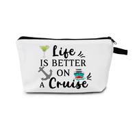 MoCaliduccious Cruise Life - Bolsa de cosméticos náutica con eslogan "Life is Better on a Cruise", organizador de artículos esenciales de viaje y vacaciones, idea de regalo única para los entusiastas