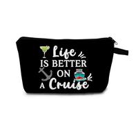 MoCaliduccious Cruise Life - Bolsa de cosméticos náutica con eslogan «Life is Better on a Cruise», organizador de artículos esenciales de viaje y vacaciones, idea de regalo única para los entusiastas