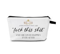 MoCaliduccious Divertida bolsa de maquillaje para mujer, una mujer sabia que dijo F This S, bolsa de maquillaje de viaje, organizador del día de la madre con cremallera, artículos esenciales y