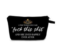 MoCaliduccious Divertida bolsa de maquillaje para mujer, una mujer sabia que dijo F This S, bolsa de maquillaje de viaje, organizador del día de la madre con cremallera, artículos esenciales y