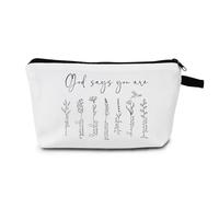 MoCaliduccious God Says You Are - Bolsa de cosméticos para hermanas, regalo inspirador con versículo bíblico, regalos de cumpleaños para mujeres, bolsa de maquillaje con cremallera, HZY7960, Bolsa
