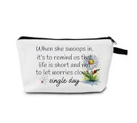MoCaliduccious When She Swoops In It's To Remind Us Not To Let Worries Cloud A Single Day Neceser Bolsa de maquillaje de mariquita de buena suerte con cremallera, regalo para mujeres, regalo para