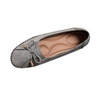 Mocasín para mujer casual con costuras y pajarita zapatos planos sin cordones, estilo Loafer fácil de poner para ciudad, trabajo, zapatos ortopédicos para mujer, Gris8, 43 EU