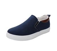 Mocasines anchos de lona para hombre, informales, de caña baja, sin cordones, de moda, con suela suave, cómodos, clásicos, zapatos para caminar, mocasines manos libres, zapatillas ligeras, Blue, 42 1