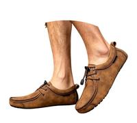 Mocasines británicos Slip-on de lujo con suela suave, ideales para todos los días y para ocasiones especiales. Ajuste cómodo también para tallas grandes., marrón, 46 EU