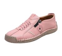 Mocasines casuales de piel sintética para hombre, con cremallera lateral, para caminar, con detalles tejidos, zapatos de uso diario, Pink, 41 1/3 EU