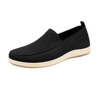 Mocasines casuales para hombre, zapatos ortopédicos de malla, transpirables, ligeros, informales, cómodos, para caminar, zapatos de punto sin cordones, zapatillas ortopédicas, Black, 41 1/3 EU