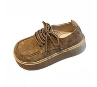 Mocasines casuales para mujer,Mocasines universitarios de ante,Mocasines con plataforma y cordones ,Estiloso Zapatos casuales para caminar,Ideal para el trabajo,la escuela,caminar y viajar EU35-42