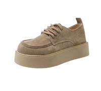 Mocasines casuales para mujer,Mocasines universitarios de ante,Mocasines con plataforma y cordones ,Estiloso Zapatos casuales para caminar,Ideal para el trabajo,la escuela,caminar y viajar EU35-42