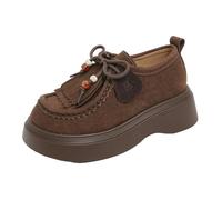 Mocasines casuales para mujer,Mocasines universitarios de ante,Zapatos planos con cordones y borlas,Zapatos casuales de verano para caminar Ideal para el trabajo,la escuela,caminar y viajar,EU35-40