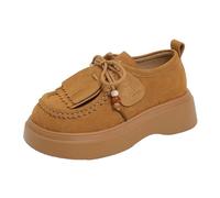 Mocasines casuales para mujer,Mocasines universitarios de ante,Zapatos planos con cordones y borlas,Zapatos casuales de verano para caminar Ideal para el trabajo,la escuela,caminar y viajar,EU35-40