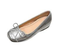 Mocasines casuales planos con lazo, cómodos de llevar todos los días, ligeros y transpirables., D Silver, 40 EU