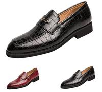 Mocasines clásicos de piel con estampado de cocodrilo para hombre, ligeros, formales, sin cordones, transpirables, cómodos, de negocios, informales, para negocios, fiestas, bodas, Black, 42 1/3 EU