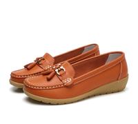 Mocasines clásicos Penny para Mujer, Mocasines Transpirables para Mujer, Zapatos ortopédicos para Mujer, Zapatos Casuales Transpirables de Cuero Transpirable, Zapatos de Senderismo (40 EU,Orange)