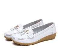 Mocasines clásicos Penny para Mujer, Mocasines Transpirables para Mujer, Zapatos ortopédicos para Mujer, Zapatos Casuales Transpirables de Cuero Transpirable, Zapatos de Senderismo (35 EU,Weiß)