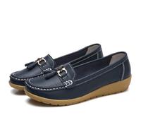 Mocasines clásicos Penny para Mujer, Mocasines Transpirables para Mujer, Zapatos ortopédicos para Mujer, Zapatos Casuales Transpirables de Cuero Transpirable, Zapatos de Senderismo (38 EU,Dunkelblau)