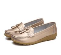 Mocasines clásicos Penny para Mujer, Mocasines Transpirables para Mujer, Zapatos ortopédicos para Mujer, Zapatos Casuales Transpirables de Cuero Transpirable, Zapatos de Senderismo (36 EU,Gold)